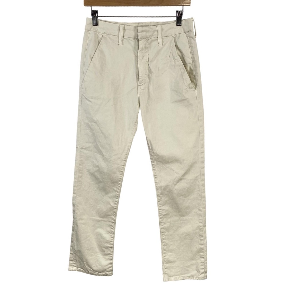 MOTHER Pants Womens 26 Vanilla Off White Straight Shaker Ankle Prep Made in USA‎